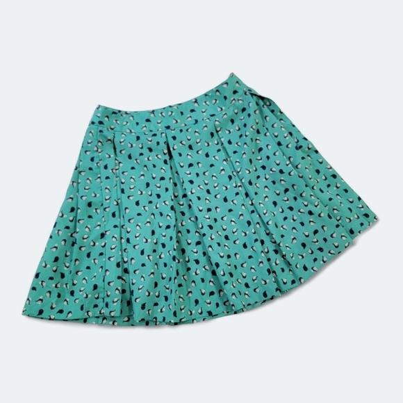 Collective Concepts Green Bird Print Pleated Skirt Size XS As Seen On TV ASO - Picture 12 of 14